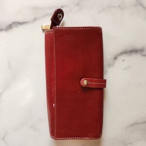 Fossil brick red genuine leather envelope wallet purse y2k